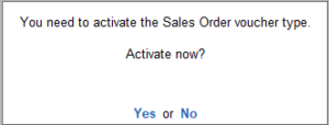 Sales order in Tally Prime
