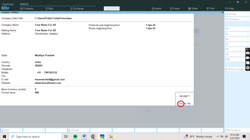 How to Create Company in Tally Prime