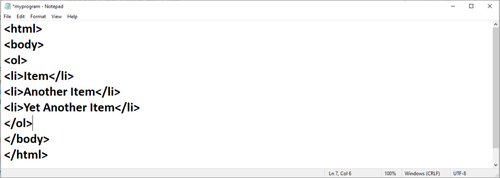 HTML List Tag