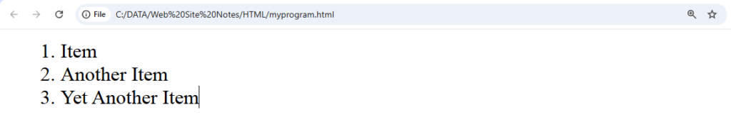 HTML List Tag