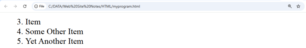 HTML List Tag