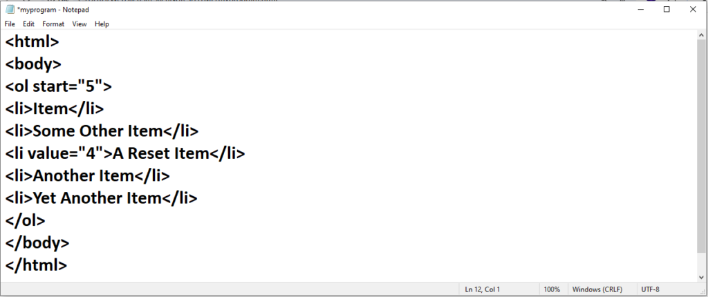 HTML List Tag