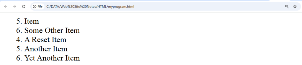 HTML List Tag