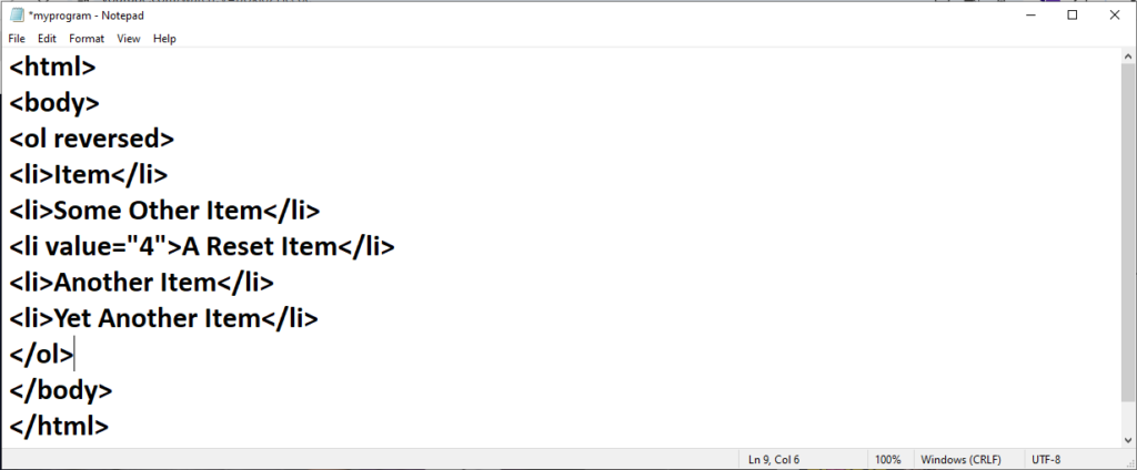 HTML List Tag
