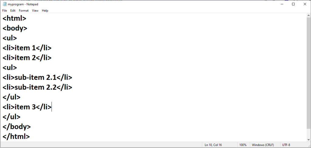 HTML List Tag