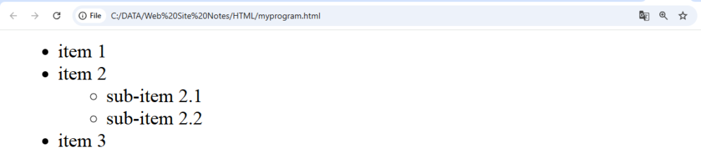 HTML List Tag