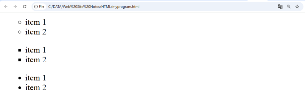 HTML List Tag